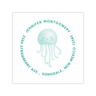 Cute and Fun Jellyfish Name and Address Self-inking Stamp