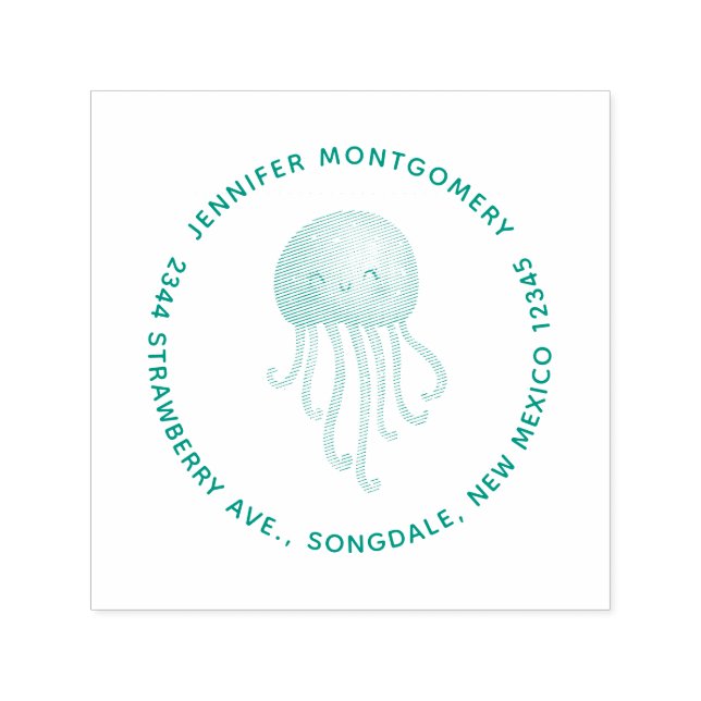 Cute and Fun Jellyfish Name and Address Self-inking Stamp (Design)