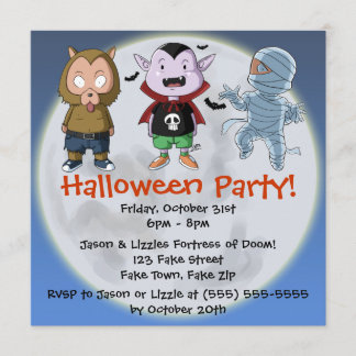 Cute and Fun Monsters Halloween Party Invitation
