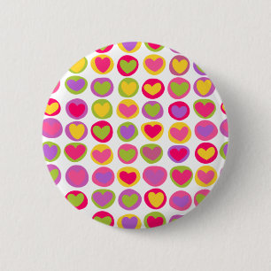 Cute and Fun Multicolor Valentine's Day Hearts  6 Cm Round Badge