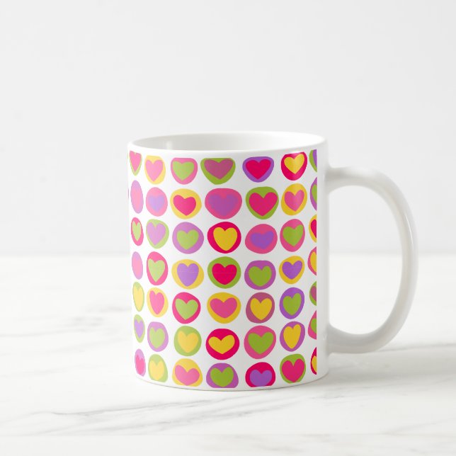 Cute and Fun Multicolor Valentine's Day Hearts  Coffee Mug (Right)