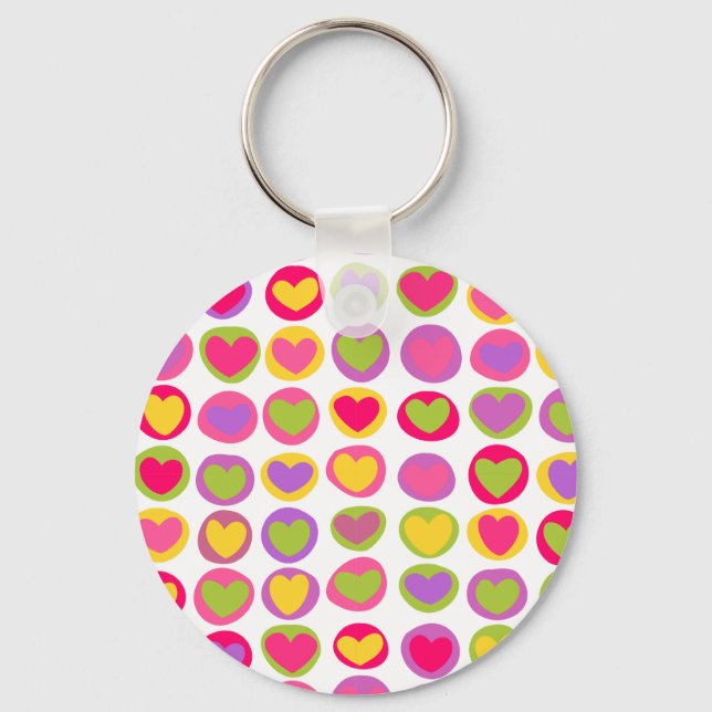 Cute and Fun Multicolor Valentine's Day Hearts  Key Ring (Front)