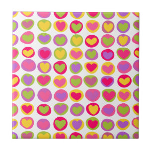 Cute and Fun Multicolor Valentine's Day Hearts  Tile