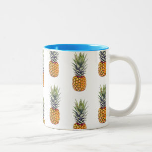 Cute and Fun Pineapple Pattern Design Two-Tone Coffee Mug