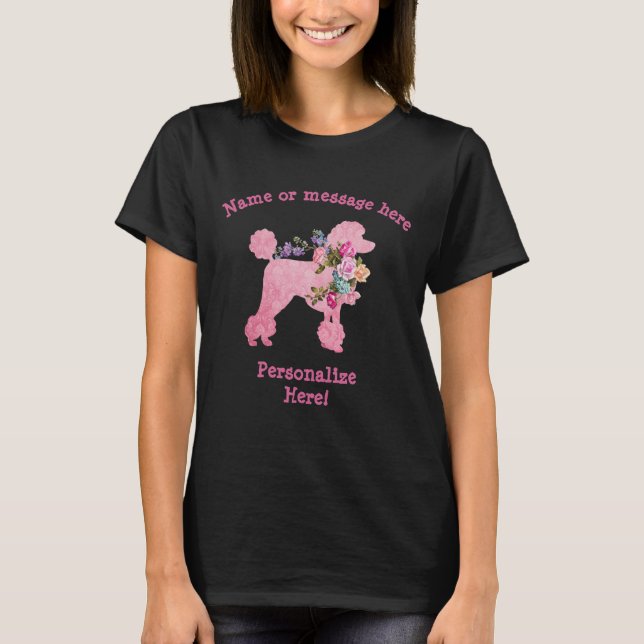 Cute and Fun Pink Poodle woman's T-Shirt (Front)