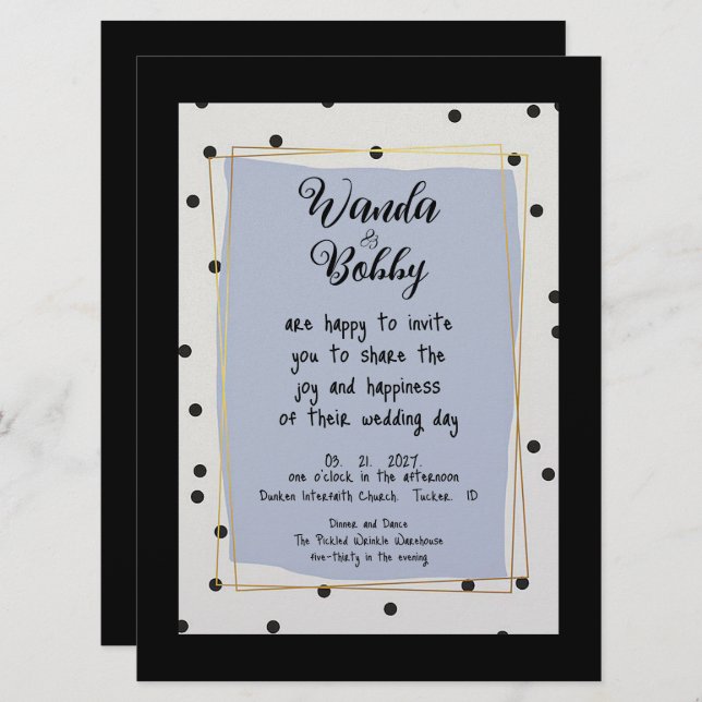 Cute and Fun Polka Dot Wedding Invitation (Front/Back)