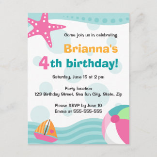 Cute and fun pool or beach party invite for kids