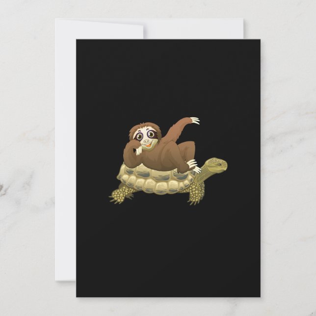 Cute and Funny Adorable Sloth and Turtle Invitation (Front)