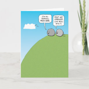 Cute and Funny All Downhill From Here Birthday Card