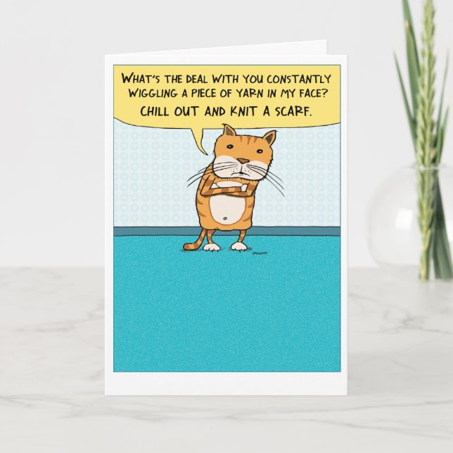Cute and Funny Annoyed Cat Birthday Card (Front)