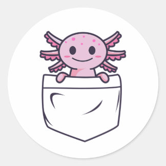 Cute and Funny Axolotl in pocket T-Shirt Classic Round Sticker
