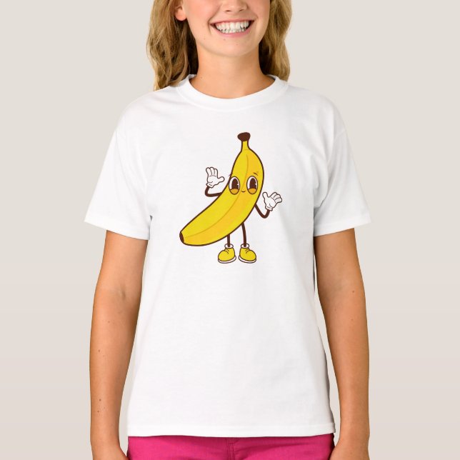 Cute and Funny Banana Cartoon T-Shirt (Front)