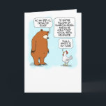 Cute and Funny Bear and Chicken Birthday Card<br><div class="desc">Here's a cute and hilarious birthday card featuring a bear asking a chicken why it crossed the road, and the chicken replying that it's all about being a social media influencer and an eater of fudge. Thank you for choosing this original design by © Chuck Ingwersen. I’m an independant artist,...</div>