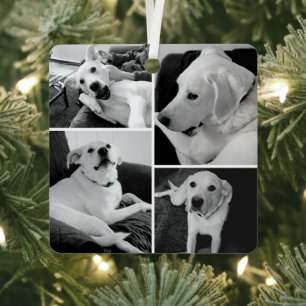 Cute and Funny Black and White Dog Photos Metal Tree Decoration