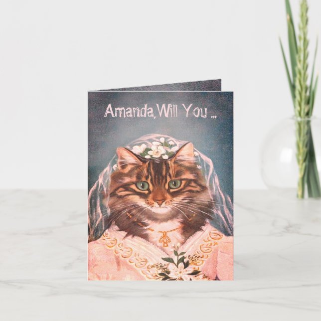 Cute and funny bride cat be my bridesmaid invitation (Front)