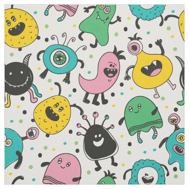 Cute and funny cartoon monster pattern fabric (Swatch)