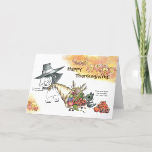 Cute and funny cartoon Thanksgiving card