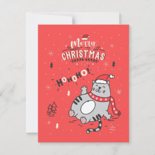 Cute and Funny Cat Christmas joyful Greetings Holiday Card