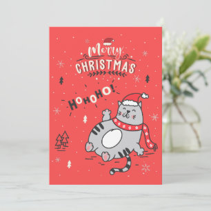 Cute and Funny Cat Christmas joyful Greetings Invitation