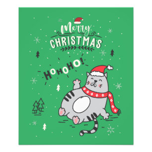 Cute and Funny Cat Christmas joyful Greetings Photo Print