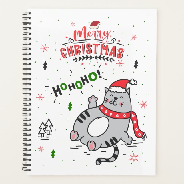 Cute and Funny Cat Christmas joyful Greetings Planner (Front)
