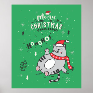 Cute and Funny Cat Christmas joyful Greetings Poster