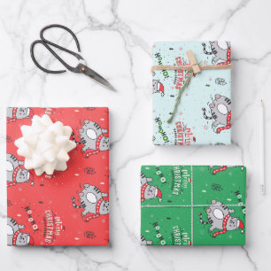 Cute and Funny Cat Christmas joyful Greetings Wrapping Paper Sheet