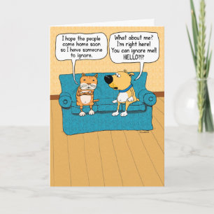 Cute and Funny Cat Ignoring Dog Birthday Card