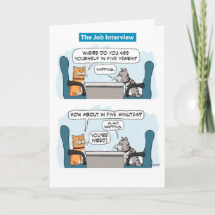 Cute and Funny Cat Job Interview Birthday Card