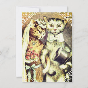 Cute and funny cat wedding couple invitation