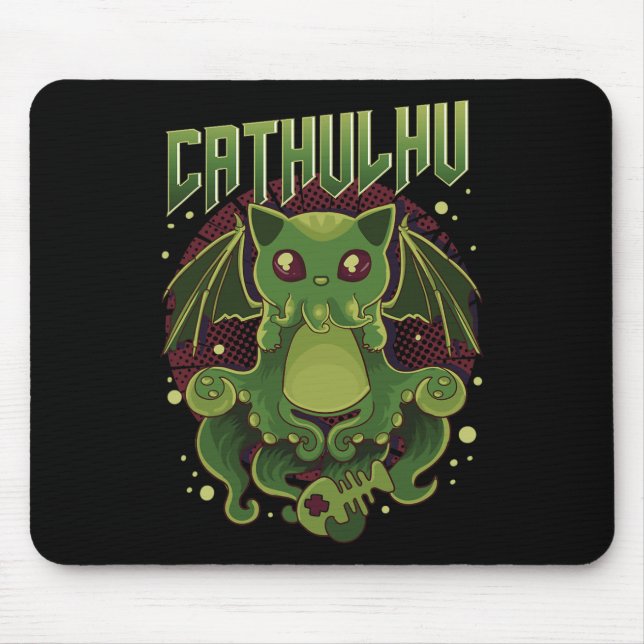 Cute And Funny Cathulhu Kawaii Cat Cthulhu  Mouse Mat (Front)