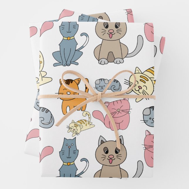 Cute and Funny Cats and Kittens Wrapping Paper Sheet (In situ)