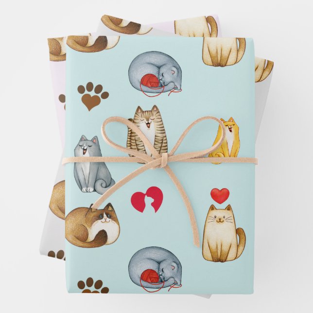 Cute and Funny Cats Cat Lover  Wrapping Paper Sheet (In situ)