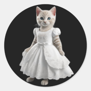 cute and funny cats wearing clothes classic round sticker