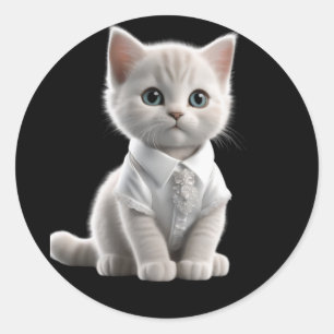 cute and funny cats wearing clothes classic round sticker