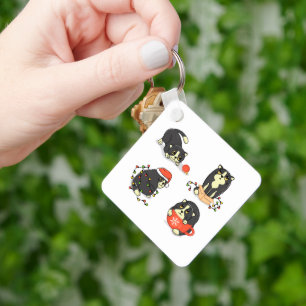 Cute and Funny Christmas Cats Key Ring