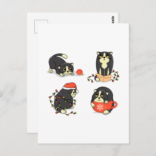 Cute and Funny Christmas Cats Postcard (Front/Back)