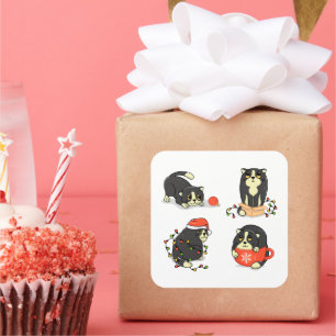 Cute and Funny Christmas Cats Square Sticker