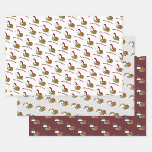 Cute  and Funny Christmas Snails Wrapping Paper Sheet
