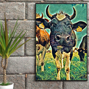 Cute and funny cow, abstract poster