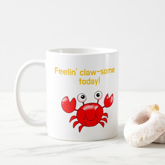 Cute and Funny Crab Design for Ocean Lovers Coffee Mug (With Donut)