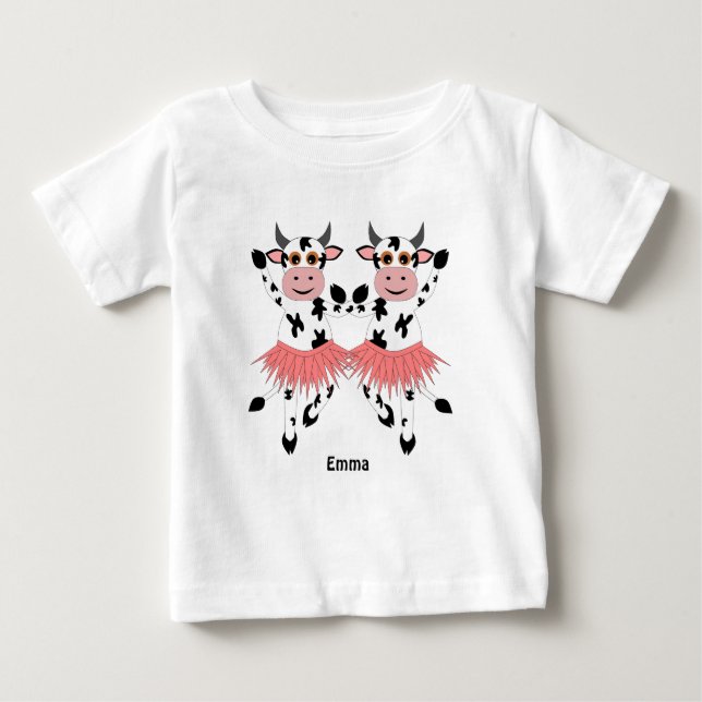 Cute and funny dancing cows    baby T-Shirt (Front)