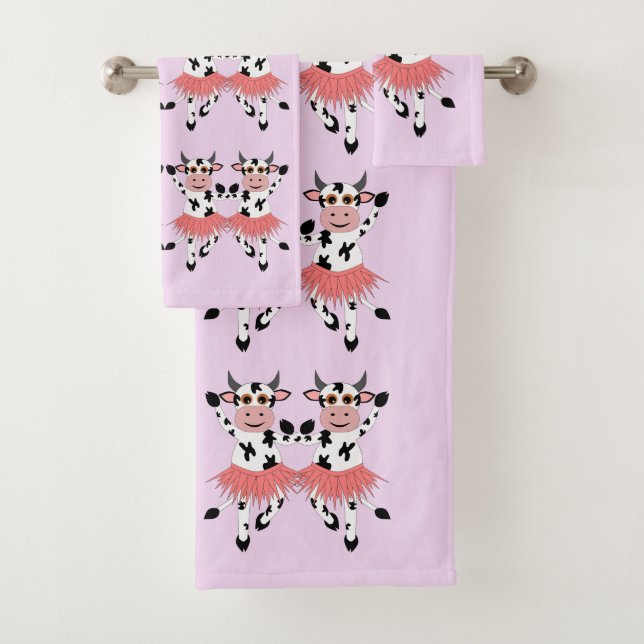 Cute and funny dancing cows    bath towel set (Insitu)