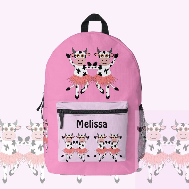 Cute and funny dancing cows, custom girls  printed backpack (Creator Uploaded)