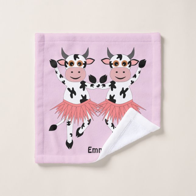 Cute and funny dancing cows, kids  wash cloth (Wash Cloth)