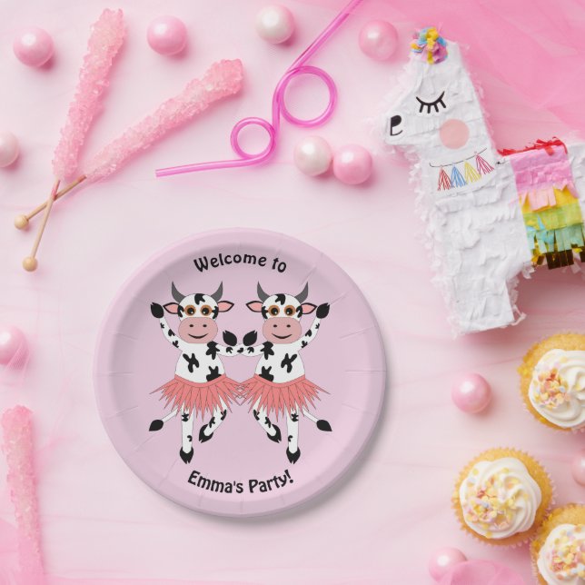 Cute and funny dancing cows   paper plate (Party)