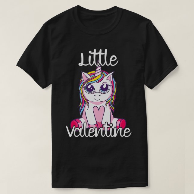 Cute and Funny Design  Unicorn Little Valentine  T-Shirt (Design Front)