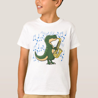 Cute and Funny Dinosaur T-Rex Saxophone Music T-Shirt