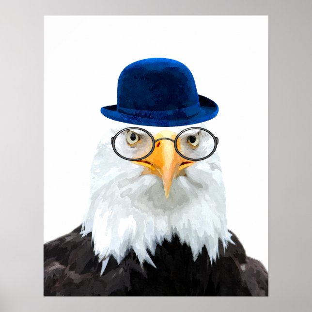 Cute and funny eagle animal nursery baby kids room poster (Front)