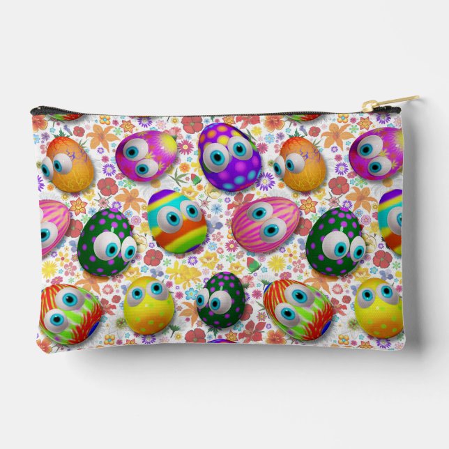 Cute and Funny Easter Eggs Cartoon Accessory Pouch (Back)